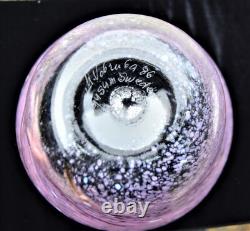 PINK ART GLASS BOWL, Milan Vobruba Gusum, Sweden Aleppo technique FREE SHIPPING