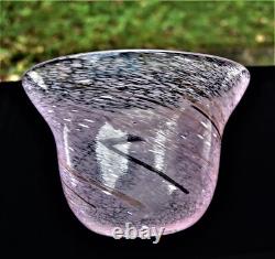 PINK ART GLASS BOWL, Milan Vobruba Gusum, Sweden Aleppo technique FREE SHIPPING