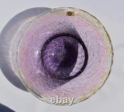 PINK ART GLASS BOWL, Milan Vobruba Studio Gusum, Sweden Signed FREE SHIPPING