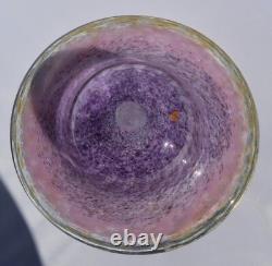 PINK ART GLASS BOWL, Milan Vobruba Studio Gusum, Sweden Signed FREE SHIPPING