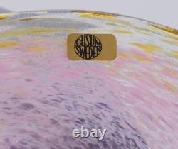 PINK ART GLASS BOWL, Milan Vobruba Studio Gusum, Sweden Signed FREE SHIPPING