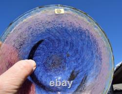 PINK ART GLASS BOWL, Milan Vobruba Studio Gusum, Sweden Signed FREE SHIPPING