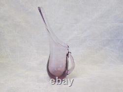 PINK Teaberry Viking Art Glass Swung Handled Pitcher Vase 8.75 t Vintage Small