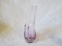PINK Teaberry Viking Art Glass Swung Handled Pitcher Vase 8.75 t Vintage Small
