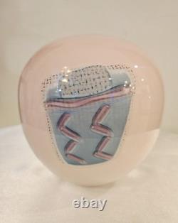 PIZZICHILLO & GORDON Hand Blown Pink Art Glass Vase Signed