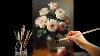 Painting Soft Pink Roses In A Glass Vase Relaxing Acrylic Still Life Tutorial 153