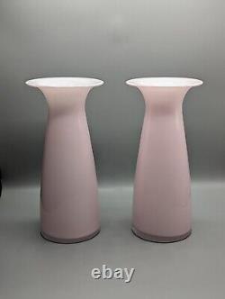 Pair Dartington Glass Pink Juno Sculptural Vase Signed, Opaque, Home Decor