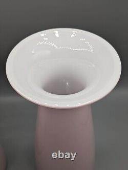 Pair Dartington Glass Pink Juno Sculptural Vase Signed, Opaque, Home Decor