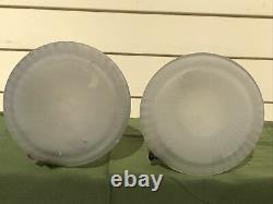 Pair Gorgeous Czechoslovakia Kralik Art Glass Vases Applied Flowers