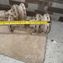 Pair Of Antique Victorian Art Glass Mantle Lusters With Prisms Pink Color