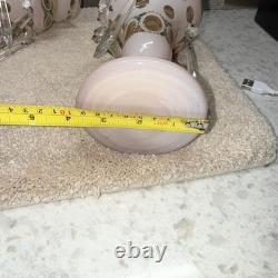 Pair Of Antique Victorian Art Glass Mantle Lusters With Prisms Pink Color