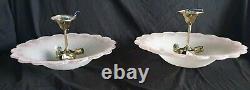 Pair Of Vintage Art Deco Style French Style Frosted Pink Glass Ceiling Lights