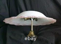 Pair Of Vintage Art Deco Style French Style Frosted Pink Glass Ceiling Lights