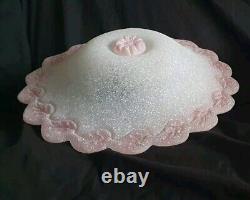 Pair Of Vintage Art Deco Style French Style Frosted Pink Glass Ceiling Lights