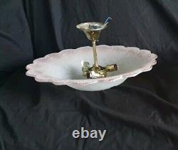 Pair Of Vintage Art Deco Style French Style Frosted Pink Glass Ceiling Lights