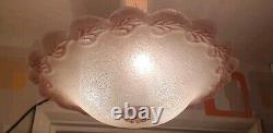 Pair Of Vintage Art Deco Style French Style Frosted Pink Glass Ceiling Lights