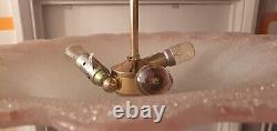 Pair Of Vintage Art Deco Style French Style Frosted Pink Glass Ceiling Lights
