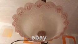 Pair Of Vintage Art Deco Style French Style Frosted Pink Glass Ceiling Lights