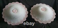 Pair Of Vintage Art Deco Style French Style Frosted Pink Glass Ceiling Lights