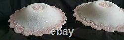 Pair Of Vintage Art Deco Style French Style Frosted Pink Glass Ceiling Lights