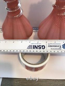Pair Victorian Massive White/pink cased Glass Vases with Glass Snake 10 Excell