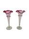 Pair of Antique Victorian Cranberry Frill Fluted Vases 21cm Vintage Charity
