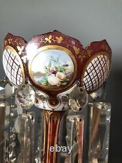 Pair of Exquisite Moser enamel & gilt pink Lusters Glass Bohemian Vase