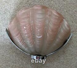 Pair of Original 1930s Vintage Art Deco Odeon Clam Shell Pink Wall Lights