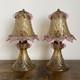 Pair of Vintage Murano Glass Pink & Amber Table Bedside Lamps Untested 25cm-10
