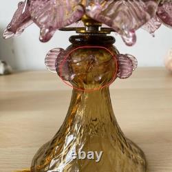 Pair of Vintage Murano Glass Pink & Amber Table Bedside Lamps Untested 25cm-10
