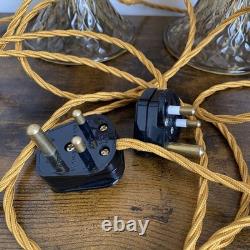 Pair of Vintage Murano Glass Pink & Amber Table Bedside Lamps Untested 25cm-10