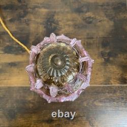 Pair of Vintage Murano Glass Pink & Amber Table Bedside Lamps Untested 25cm-10