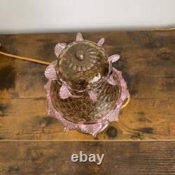 Pair of Vintage Murano Glass Pink & Amber Table Bedside Lamps Untested 25cm-10
