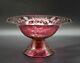 Pairpoint American Pattern Molded Rosaria Cranberry Pink 10 1/2 Centerpiece Bowl