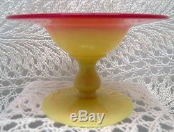 Pairpoint Beautiful Early Burmese Small Form Compote In Yellow And Salmon Pink