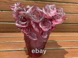 Pate De Verre Nancy Daum Style Rose Red Vase H7 Heavy Art Glass Maker Unknown