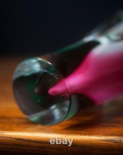 Paul Kedelv Sweden Flygsfors Coquille signed vase in white pink and green glass