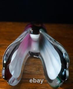 Paul Kedelv Sweden Flygsfors Coquille signed vase in white pink and green glass