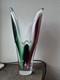 Paul Kedelv Sweden Flygsfors Coquille signed white pink and green Art glass vase