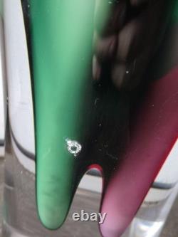 Paul Kedelv Sweden Flygsfors Coquille signed white pink and green Art glass vase