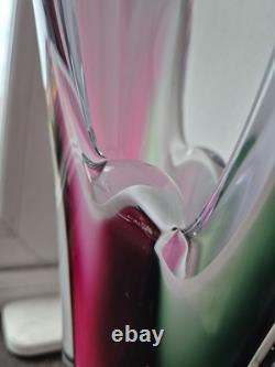Paul Kedelv Sweden Flygsfors Coquille signed white pink and green Art glass vase Paul Kedelv Sweden Flygsfors Coquille signed white pink and green Art glass vase