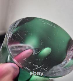 Paul Kedelv Sweden Flygsfors Coquille signed white pink and green Art glass vase