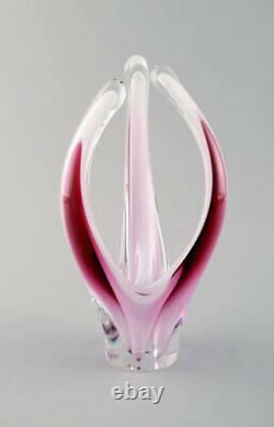 Paul Kedelv for Flygsfors. Set of 2 pink Coquille Fantasia vases