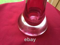 Paul Kedelv for Flygsfors Signed Pink & White Art Glass tall Coquille Vase 1961