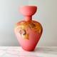 Peach Blow Cased Satin Art Glass Vase Pink Gold 4.75 Inch High