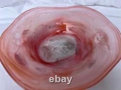 Perth Art Glass Bowl, in Pink, Green and Orange