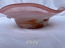 Perth Art Glass Bowl, in Pink, Green and Orange