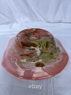 Perth Art Glass Bowl, in Pink, Green and Orange