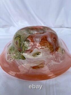 Perth Art Glass Bowl, in Pink, Green and Orange