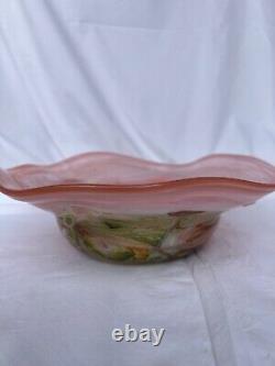 Perth Art Glass Bowl, in Pink, Green and Orange